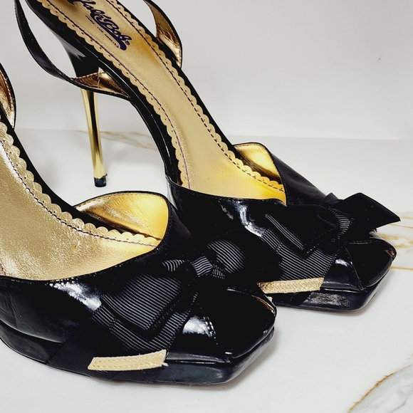 Hale Bob Sz 10M Bow Accented Stiletto Platform Formal Shoes. - Picture 4 of 11